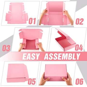 40 Pack Shipping Boxes Cardboard Corrugated Mailer Boxes Packaging Boxes for Small Business Corrugated Boxes for Shipping Packaging Storage Craft Gifts Supplies (9 x 6.3 x 2 Inch, Pink)