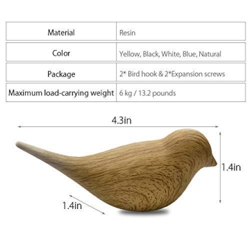 La La Pet 3D Resin Bird Wall Hooks for Stylish Decor