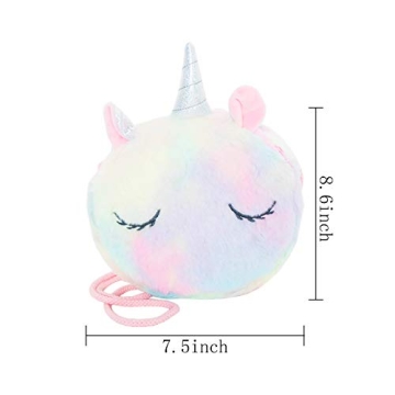 SOTOGO 2 Pieces Little Girl Purses Toddler Crossbody Purses Plush Unicorn Purse Cute Princess Handbags Shoulder Messenger Bag for Kids