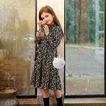 SOTOGO 2 Pieces Little Girl Purses Toddler Crossbody Purses Plush Unicorn Purse Cute Princess Handbags Shoulder Messenger Bag for Kids