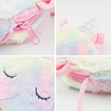SOTOGO 2 Pieces Little Girl Purses Toddler Crossbody Purses Plush Unicorn Purse Cute Princess Handbags Shoulder Messenger Bag for Kids
