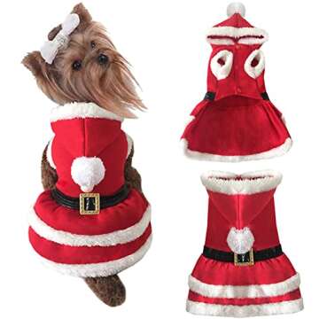 NACOCO Dog Christmas Dresses Cat Xmax Suits Small Pet Haliday Outfits Winter Warm Clothes (Red, XL)