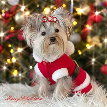 NACOCO Dog Christmas Dresses Cat Xmax Suits Small Pet Haliday Outfits Winter Warm Clothes (Red, XL)