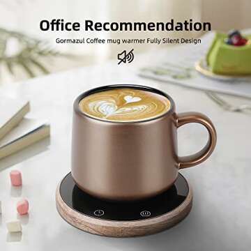 Gormazul Coffee Mug Warmer with Auto Shut Off for Home Office Desk with Three Temperature Settings for Coffee Tea Beverage Wax Candle with Timing Setting Shut Off After 1-12 Hours Feature（Wood-NO CUP）