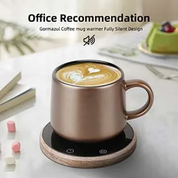 Gormazul Coffee Mug Warmer with Auto Shut Off for Home Office Desk with Three Temperature Settings for Coffee Tea Beverage Wax Candle with Timing Setting Shut Off After 1-12 Hours Feature（Wood-NO CUP）