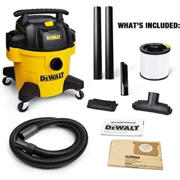 DEWALT DXV06P 4 Peak HP Shop Vacuums, 6 Gallon Poly Wet/Dry Vac, Heavy-Duty Shop Vacuum with Blower Function Yellow+Black