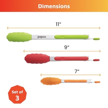 Versatile Popco Silicone Tongs Set - 3 Sizes for Cooking
