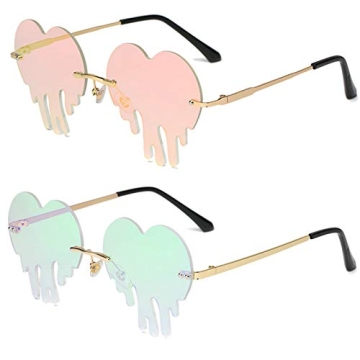 Fashion Unique Love Heart Tear Shape Sunglasses Women Colorful Rimless Eyewear Vintage Clear Ocean L...