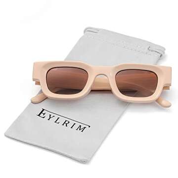 Stylish EYLRIM Thick Square Frame Polarized Sunglasses - UV400 Protection