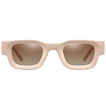 Stylish EYLRIM Thick Square Frame Polarized Sunglasses - UV400 Protection