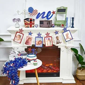 4th of July 1st Birthday Photo Banner Set for Baby