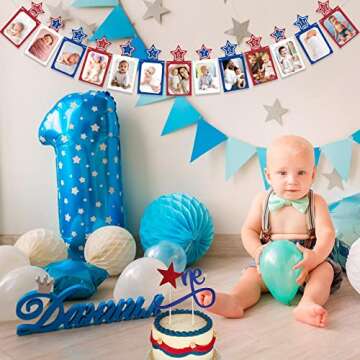 4th of July 1st Birthday Photo Banner Set for Baby