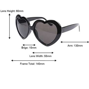 Armear Women Fashion Oversized Heart Sunglasses Vintage Lady Girl Cute Love Shaped Large Plastic Eyeglasses Print Animal Leopard