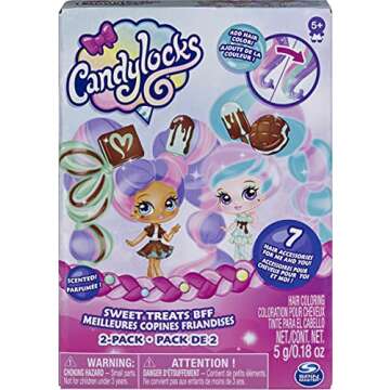Candylocks, BFF 2-Pack, 3" Mint Choco Chick and Choco Lisa, Scented Collectible Dolls with Accessori...