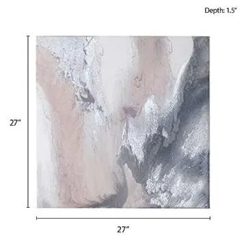 Madison Park Wall Art Living Room Décor - Blissful Abstract Wall Art, Modern Home Décor Painting Gel Coat Canvas with Silver Foil Embellishment, 27"W x 27"H x 1.5"D, Blush
