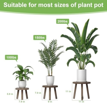 Vecxoty Stylish Mid-Century 3-Pack Wood Plant Stands for Indoor Use
