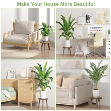 Vecxoty Stylish 3-Pack Wood Plant Stands for Indoor Use