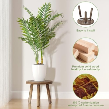 Vecxoty Stylish 3-Pack Wood Plant Stands for Indoor Use