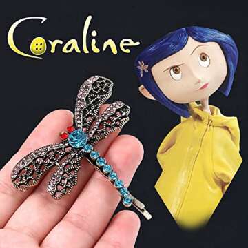 Corline Dragonfly Hair Clip - Halloween Costume Cosplay Hair Pin - Christmas Gifts for Mom and Women and Fans (Dragonfly Hair Clip)