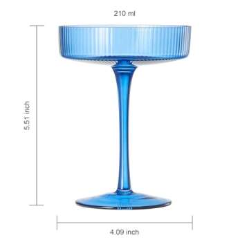 Khen Ribbed Coupe Glasses Set - Vintage Style Drinkware