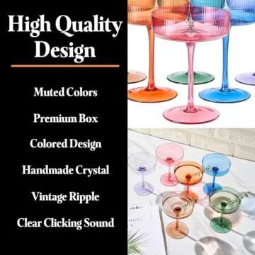 Khen Ribbed Coupe Glasses Set - Vintage Style Drinkware