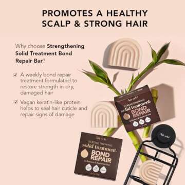 Kitsch Bond Repair Hair Mask - Strengthening Solid Treatment to Restore & Replenish | For Dry & Damaged Hair | Made in US | All Natural | Vegan | Great for All Hair Types | Zero Waste, 2.7oz