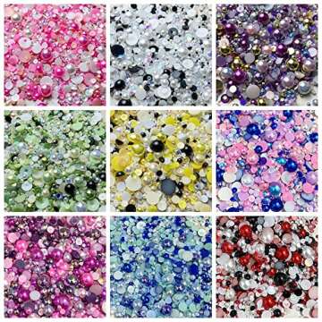 100g Mix Resin Rhinestones Flatback Half Round Pearls Mixed Size 3mm-10mm AB Color Half Pearls Resin Rhinestones for DIY Craft Nail Art Shoes Clothes Phone Case (Purple Series)