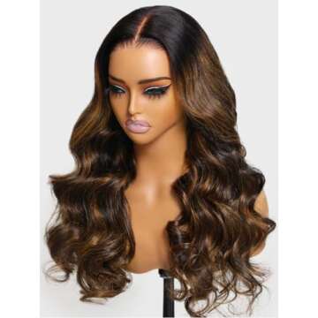 UNICE Bye Bye Knots Pre Everything Glueless Wig Balayage Brown 7x5 Lace Front Wigs Human Hair Body Wave Pre Plucked Pre Cut Bleached Knots Ready to Go Human Hair Wig 150% Density 20 inch