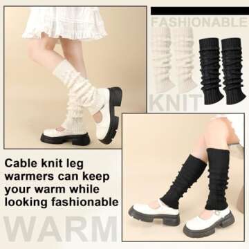 4 Pairs Leg Warmers for Women Winter Long Leg Warmers Knit Leg Warmers Warm Long Boot Socks for 80s Party Yoga Dance
