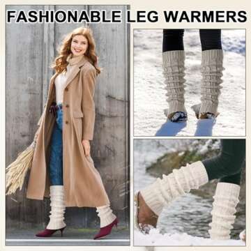 4 Pairs Leg Warmers for Women Winter Long Leg Warmers Knit Leg Warmers Warm Long Boot Socks for 80s Party Yoga Dance