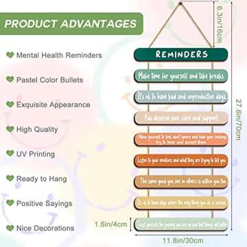 Mental Health Reminders Wall Decors Wooden Hanging Wall Art Counseling Room Decor Positive Psycholog...