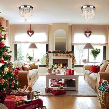 Modern Mini Chandelier Light Fixture,3-Lights Flush Mount Ceiling Light Fixtures Mini Silver Crystal...