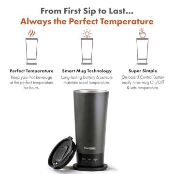Nextmug Go - Temperature-Controlled, Self-Heating Travel Mug (Graphite - 16 oz.)