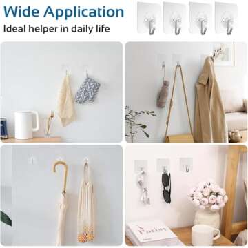 Alliebe 30 Pack Wall Heavy Duty 13lb(Max) Self Adhesive Hooks Waterproof Oilproof Hanging Hooks for Bathroom Shower Kitchen Office Outdoor Home Improvement Utility Hook