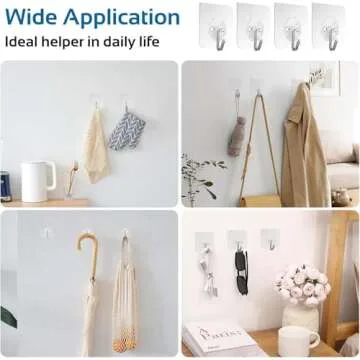 Alliebe 30 Pack Wall Heavy Duty 13lb(Max) Self Adhesive Hooks Waterproof Oilproof Hanging Hooks for Bathroom Shower Kitchen Office Outdoor Home Improvement Utility Hook