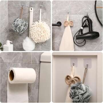 Alliebe 30 Pack Wall Heavy Duty 13lb(Max) Self Adhesive Hooks Waterproof Oilproof Hanging Hooks for Bathroom Shower Kitchen Office Outdoor Home Improvement Utility Hook