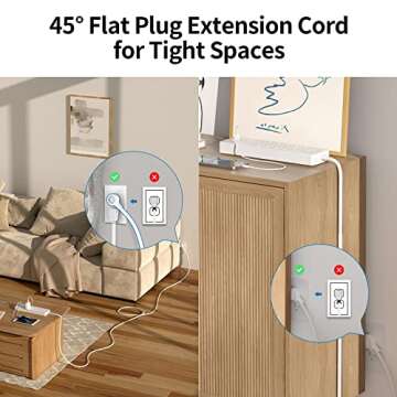 Extension Cord 25 Ft, NTONPOWER Long Surge Protector Power Strip with 12 Outlet 3 USB, 2100 Joules, 1875W/15A, Overload Protection, Flat Plug, Wall Mount for Home Office, Workbench, Garage, White
