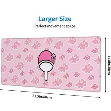 Anime Gaming Mouse Pad Cartoon Pink Cloud Mouse Pad XL, Large Keyboard Pad Computer Mouse Pads for C...