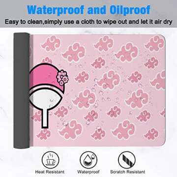 Anime Gaming Mouse Pad Cartoon Pink Cloud Mouse Pad XL, Large Keyboard Pad Computer Mouse Pads for Computers,Gaming,Office & Home, Anime Desk Accessories, 31.5 X 11.8 Inch