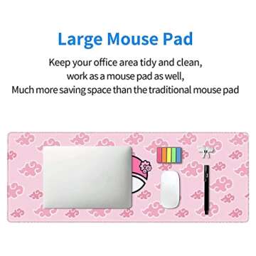 Anime Gaming Mouse Pad Cartoon Pink Cloud Mouse Pad XL, Large Keyboard Pad Computer Mouse Pads for Computers,Gaming,Office & Home, Anime Desk Accessories, 31.5 X 11.8 Inch
