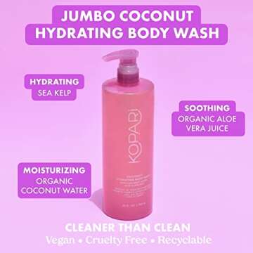 Kopari Jumbo Coconut Hydrating Body Wash with Organic Coconut Water, Sea Kelp and Aloe Vera, Luxurio...