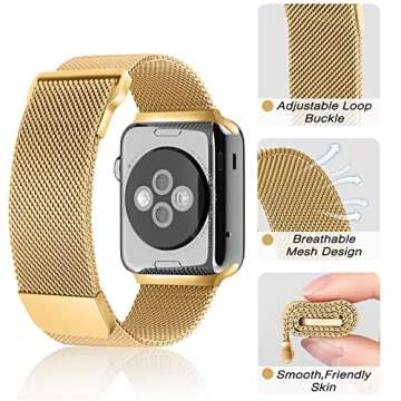 Metal Magnetic Band Compatible with Apple Watch 38mm 40mm 41mm,Stainless Steel Milanese Mesh Replace...