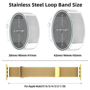 Metal Magnetic Band Compatible with Apple Watch 38mm 40mm 41mm,Stainless Steel Milanese Mesh Replacement Strap with Adjustable Glasp Loop for iWatch Series 8 7 6 5 4 3 2 1 SE Wristband Women Men,Gold