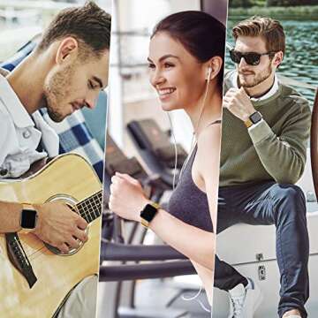 Metal Magnetic Band Compatible with Apple Watch 38mm 40mm 41mm,Stainless Steel Milanese Mesh Replacement Strap with Adjustable Glasp Loop for iWatch Series 8 7 6 5 4 3 2 1 SE Wristband Women Men,Gold