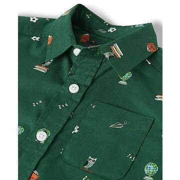 The Children's Place,and Toddler Poplin Short Sleeve Button Down Shirt,Spruce Shade,9-12 Months