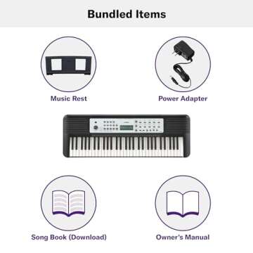 Yamaha YPT-280 Portable Keyboard for Beginners with Music Rest, Power Adapter