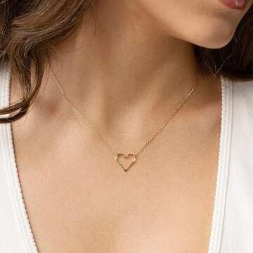 Ieftop Dainty Gold Heart Necklace for Women, 14K Gold Plated Cute Heart Pendant Necklace Dainty Heart Necklaces for Women Gold Necklace for Women Trendy Gold Jewelry for Women