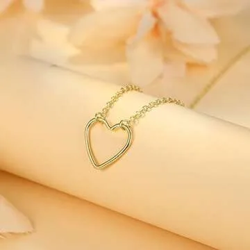 Ieftop Dainty Gold Heart Necklace for Women, 14K Gold Plated Cute Heart Pendant Necklace Dainty Heart Necklaces for Women Gold Necklace for Women Trendy Gold Jewelry for Women