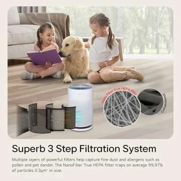 LG PuriCare 360 Air Purifiers for Home, Large and Small Room, Bedroom, Up to 2,059 ft² in 1 Hr with NanoFiber True HEPA Filter, 360 Degrees of Filtration, WiFi, Air Quality Monitor, Low Noise