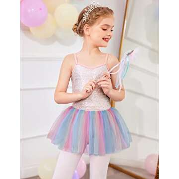 Zaclotre Girls Strap Ballet Leotards Tutu Dress Sparkly Sequin Skirted Leotard Ballerina Outfit Dance Costume for Kids